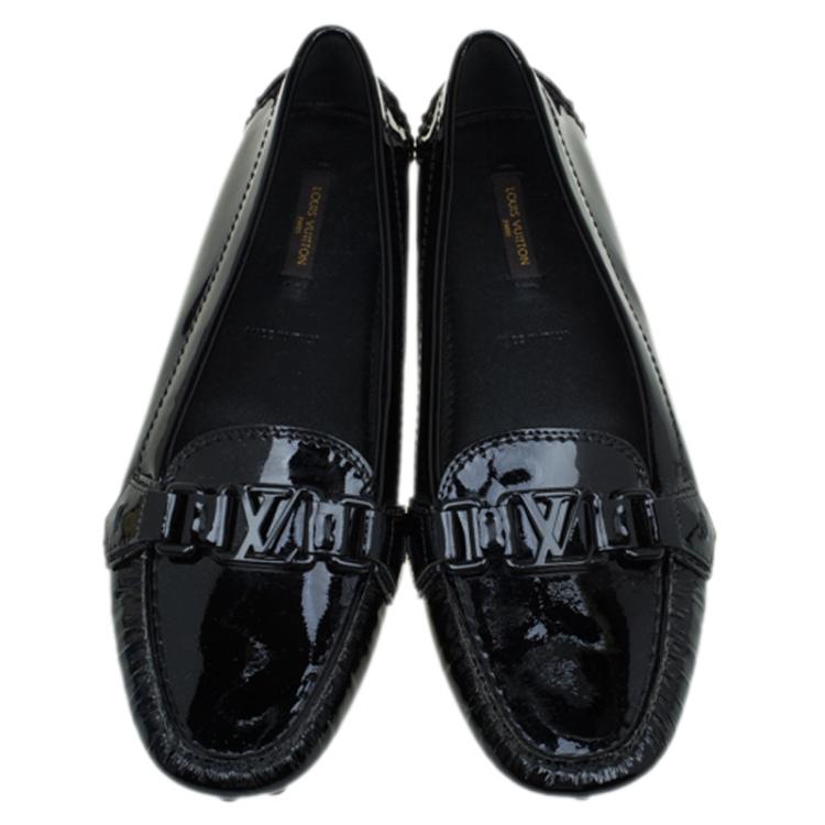 Pre Owned Louis Vuitton Black Patent Leather Oxford Loafers Size 39