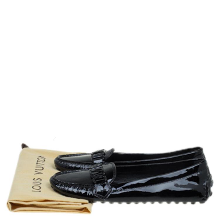 Pre Owned Louis Vuitton Black Patent Leather Oxford Loafers Size 39