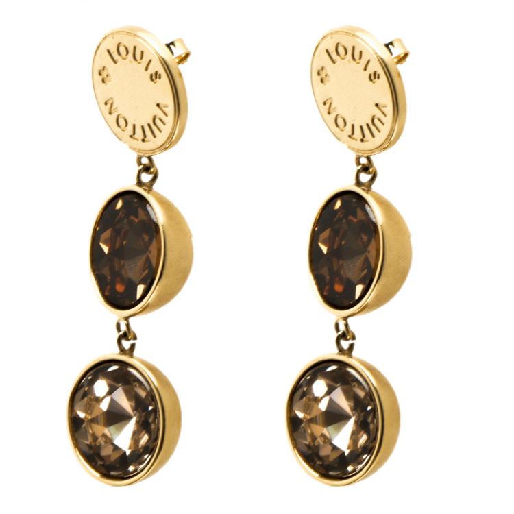 Louis Vuitton Over The Rainbow Brown Crystal Gold Tone Dangle