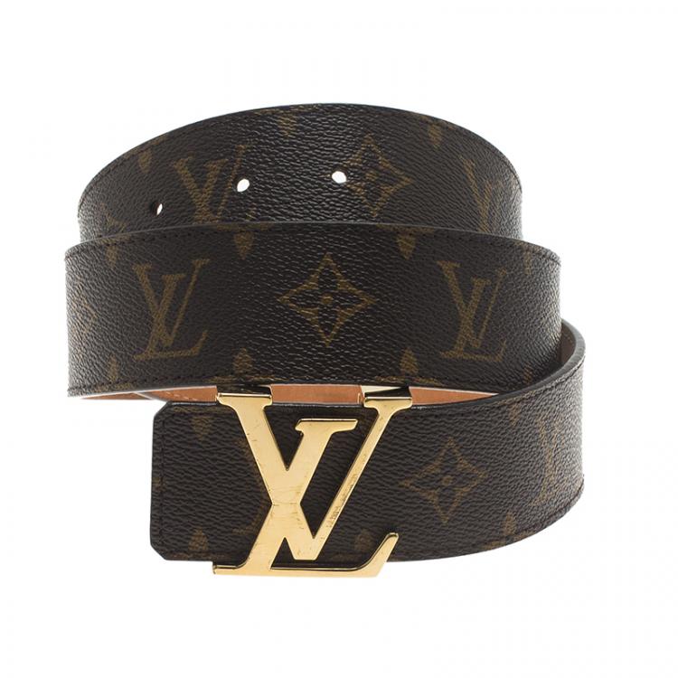 Louis Vuitton, Accessories, Louis Vuitton Brown Belt With Lv Pattern And Gold  Lv Buckle