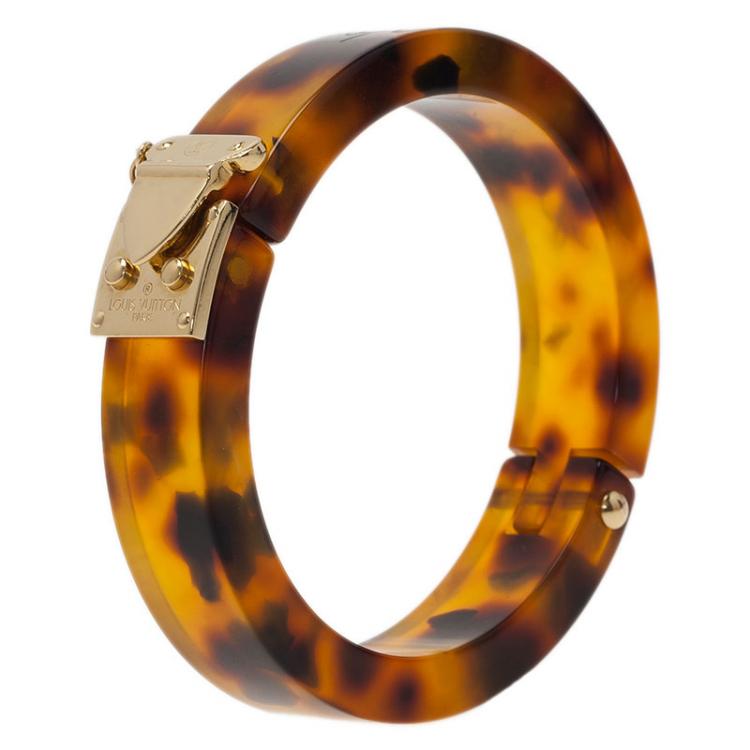 auth louis vuittons LV Bracelet Bangle Monogram Plastic Amber Accessory