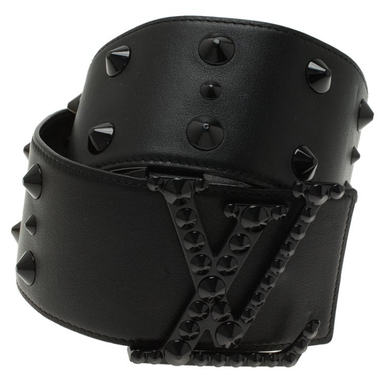 Louis Vuitton Black Studded Leather Clous Initiales Waist Belt 85CM Louis  Vuitton