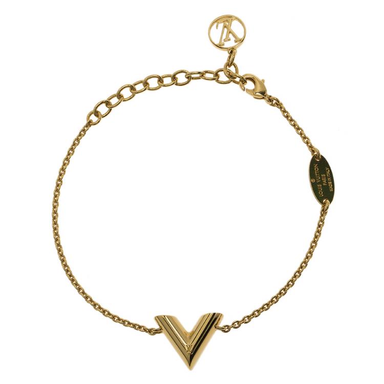 Louis Vuitton - Gold Tone Essential V Detail Bracelet