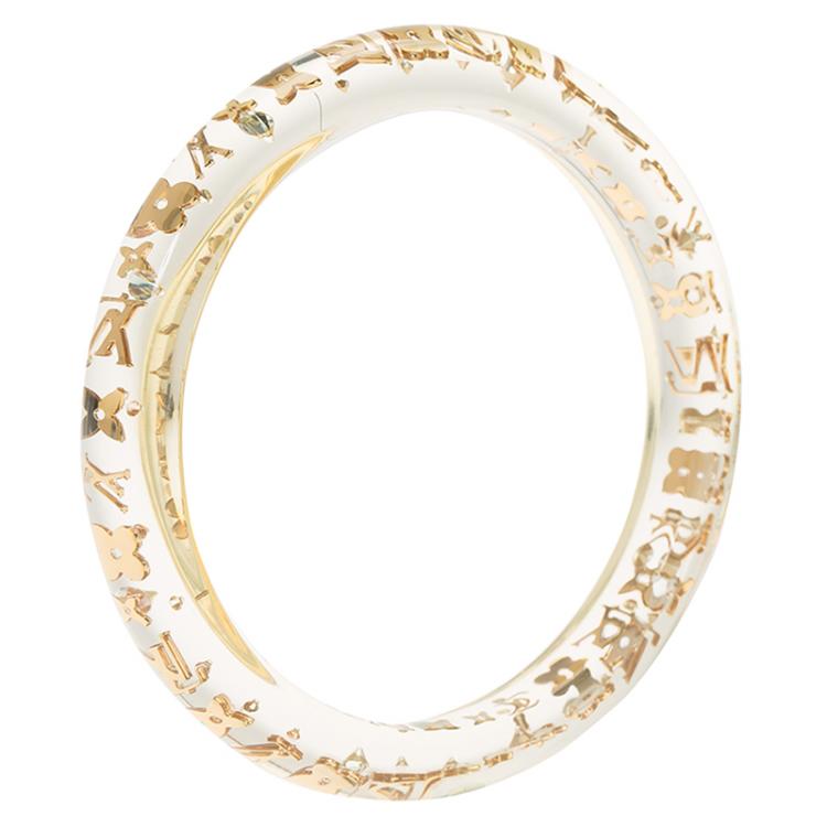 Louis Vuitton Clear Resin Gold Tone Monogram Inclusion Bangle Bracelet 20cm  Louis Vuitton | The Luxury Closet