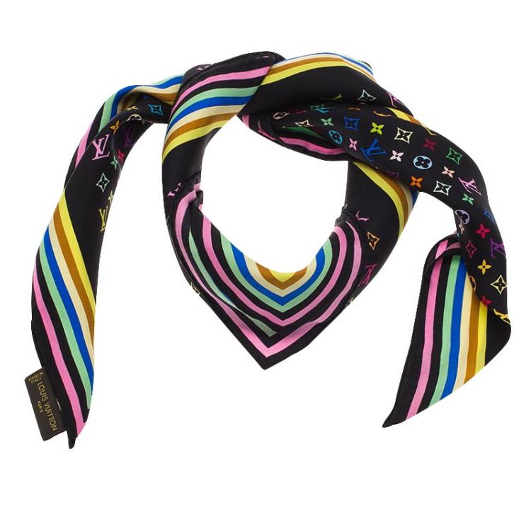 Pre-Owned Louis Vuitton twilly scarf muffler LOUIS VUITTON multicolor  ribbon black/multicolor M71992 ladies silk 100% (Good) 