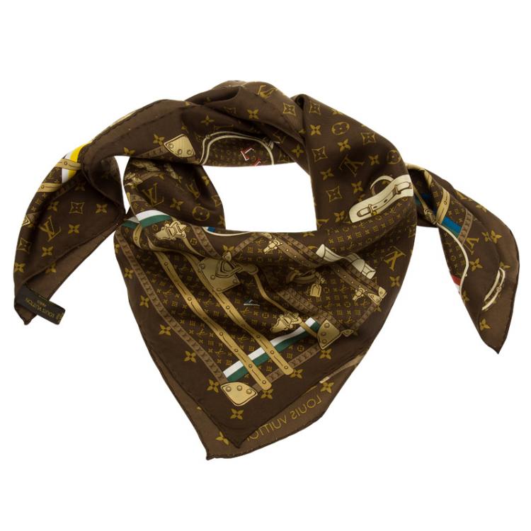Louis Vuitton double face camel and brown silk scarf  My good closet
