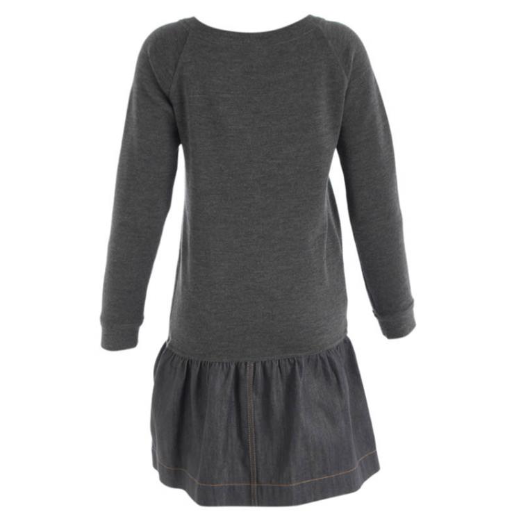 Pre Owned Louis Vuitton Grey Denim Long Sleeve Knit Dress XS