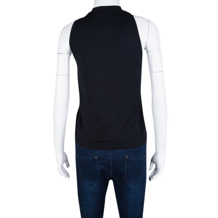 Pre Owned Louis Vuitton Monogram Printed and Striped Sleeveless Top XS