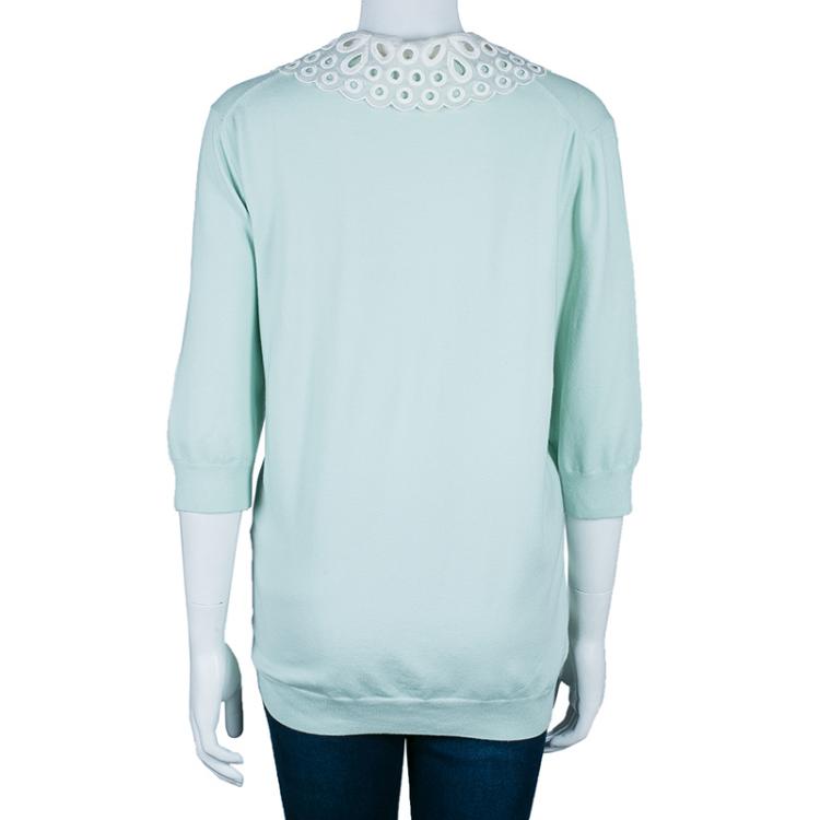 Pre Owned Louis Vuitton Turquoise Short Sleeve Sweater  M