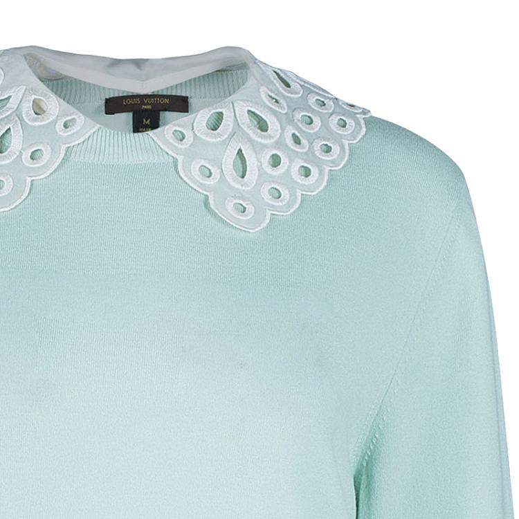 Pre Owned Louis Vuitton Turquoise Short Sleeve Sweater  M
