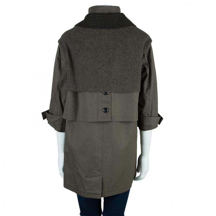 Pre Owned Louis Vuitton Khaki Mid-Length Coat M