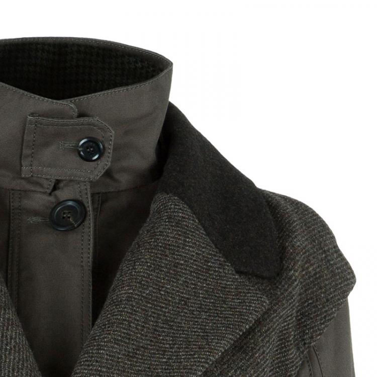 Pre Owned Louis Vuitton Khaki Mid-Length Coat M