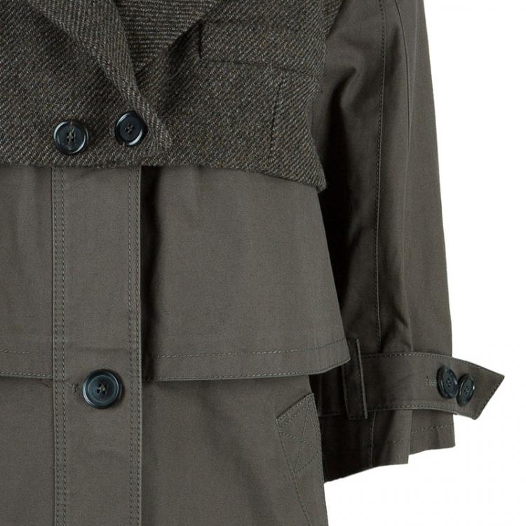 Pre Owned Louis Vuitton Khaki Mid-Length Coat M