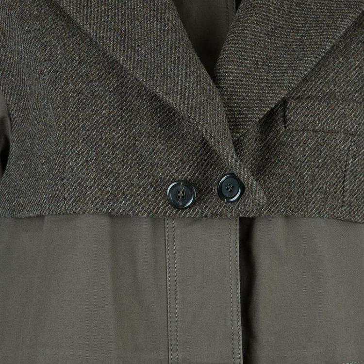 Pre Owned Louis Vuitton Khaki Mid-Length Coat M