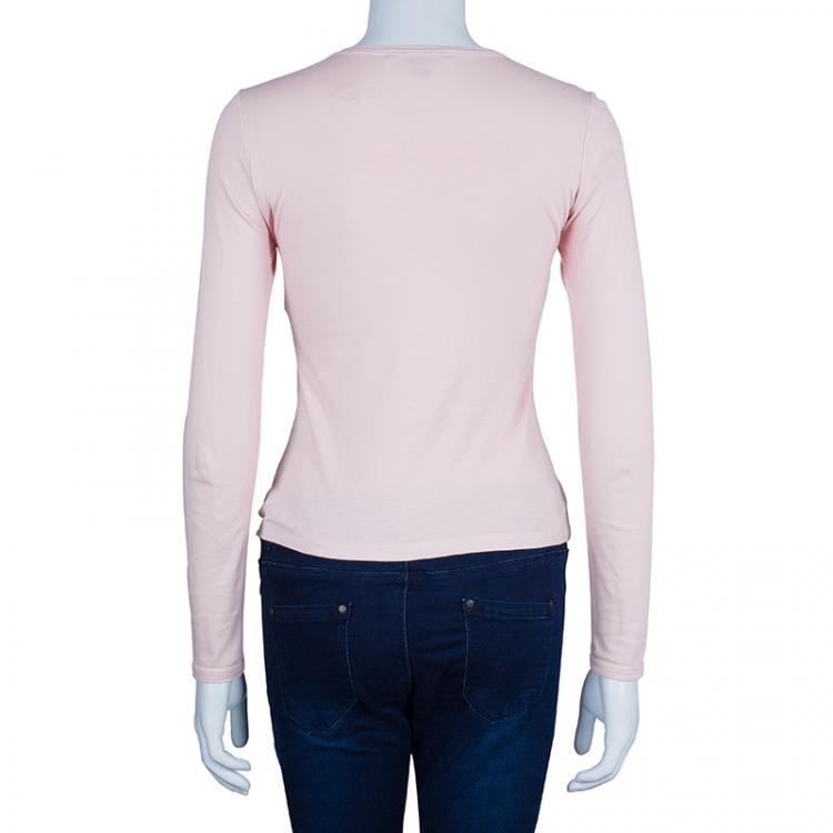 Pre Owned Louis Vuitton Cotton Lace Long Sleeve Top S