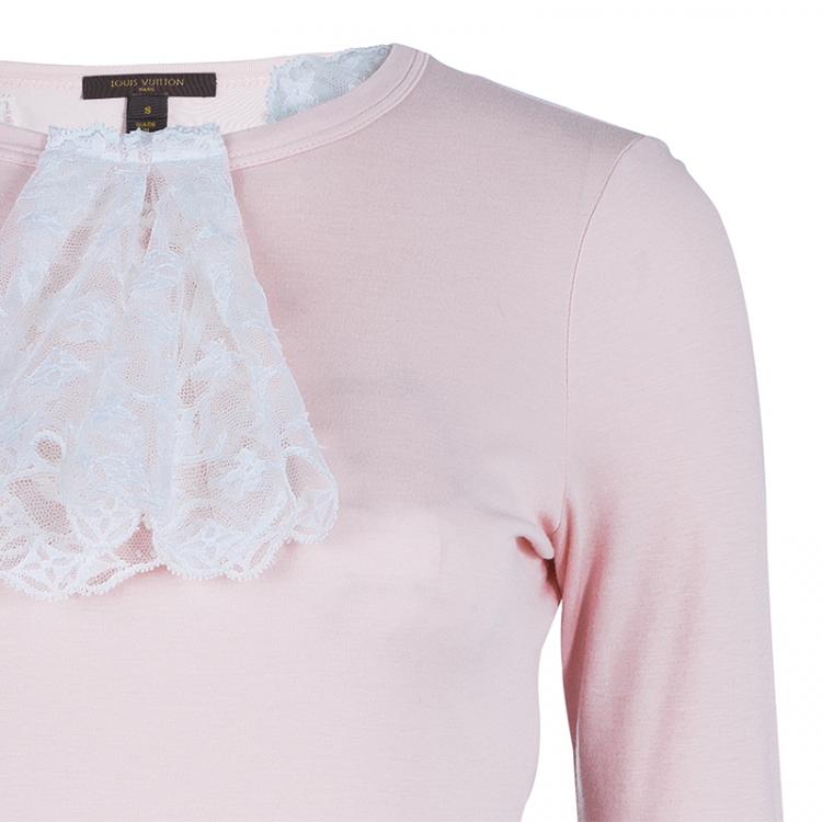 Pre Owned Louis Vuitton Cotton Lace Long Sleeve Top S