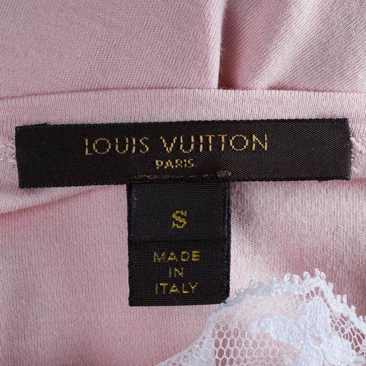 Pre Owned Louis Vuitton Cotton Lace Long Sleeve Top S