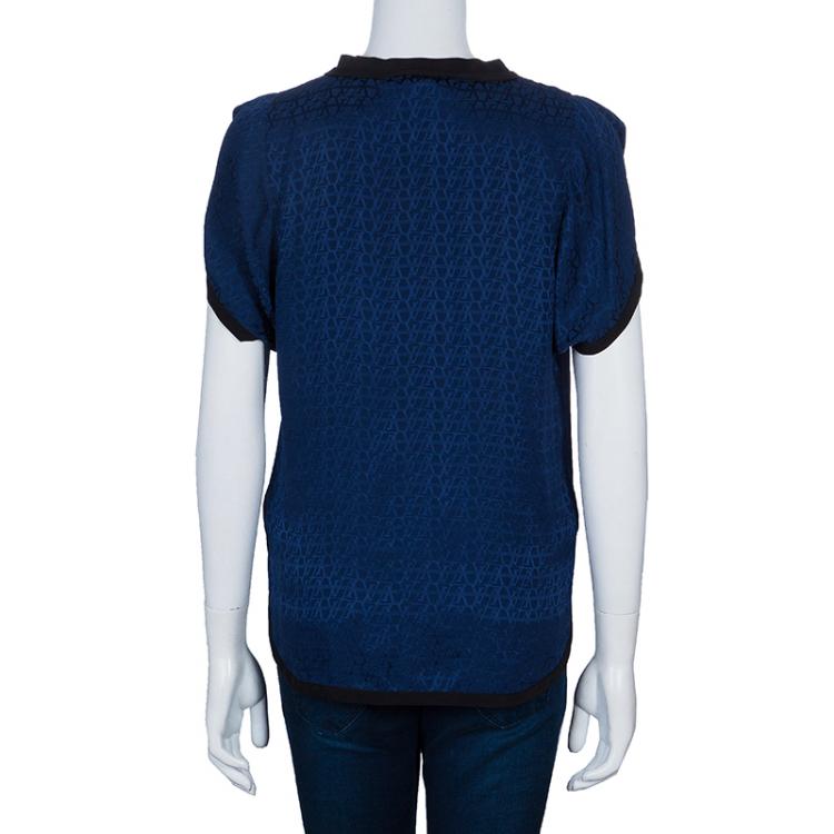 Pre Owned Louis Vuitton Blue Monogram Printed Top M