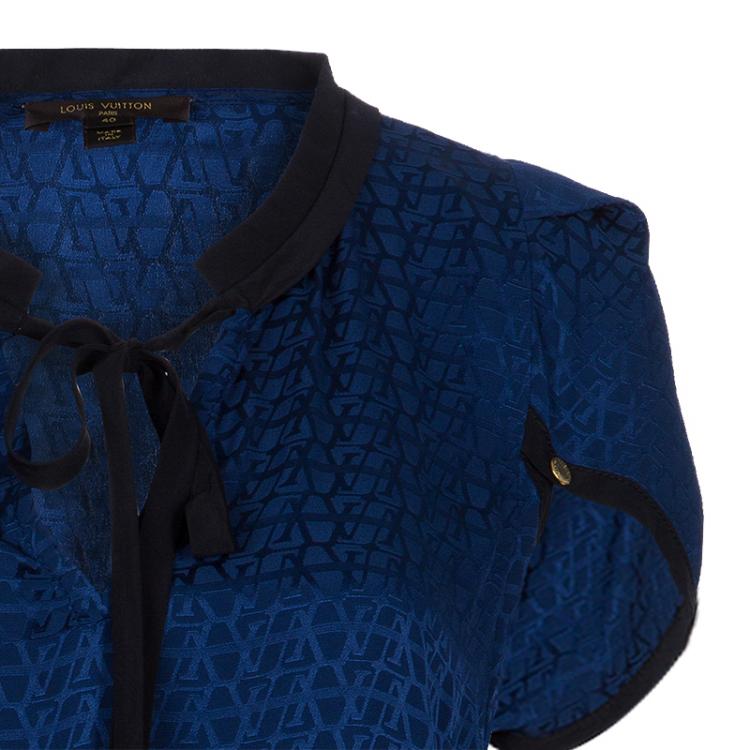 Pre Owned Louis Vuitton Blue Monogram Printed Top M