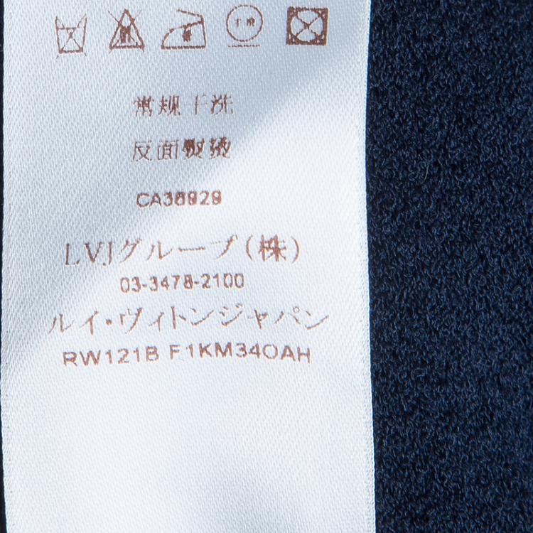 Pre Owned Louis Vuitton Navy Blue Long Sleeve Knit Top XS