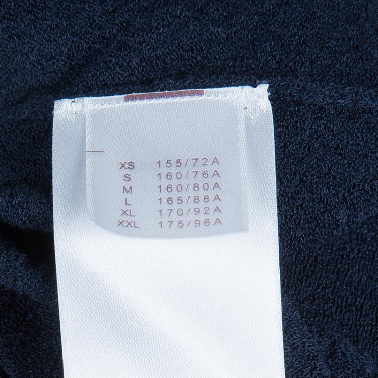 Pre Owned Louis Vuitton Navy Blue Long Sleeve Knit Top XS