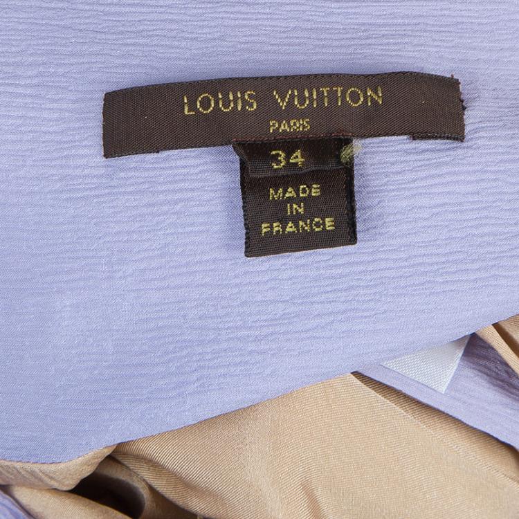 Pre Owned Louis Vuitton Purple Crinkled Silk Belted Maxi Dress S