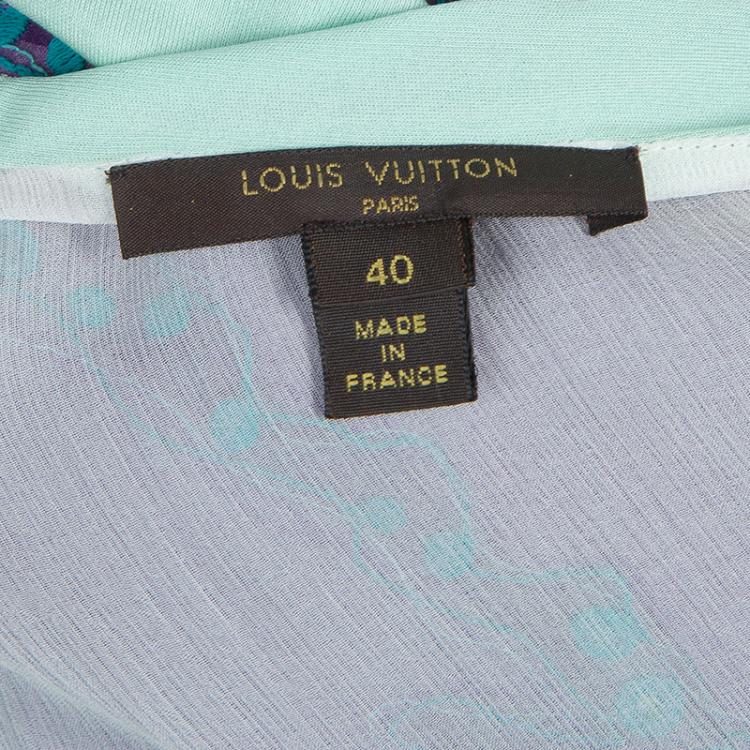 Pre Owned Louis Vuitton Mint Green Embroidered Scalloped Hem Sleeveless Dress M