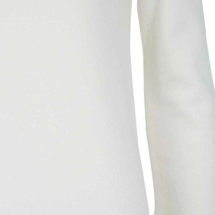 Pre Owned Louis Vuitton White Eyelet Patch Sweater S