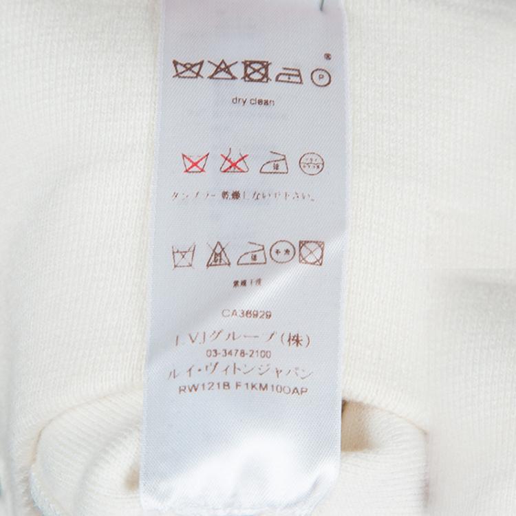 Pre Owned Louis Vuitton White Eyelet Patch Sweater S