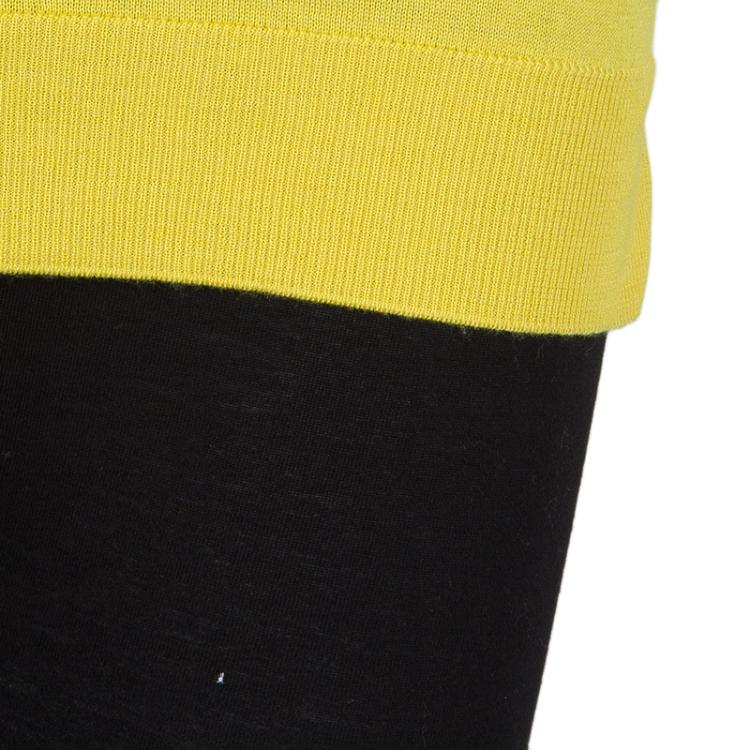 Pre Owned Louis Vuitton Yellow and White Shoulder Zip Detail Sweater M