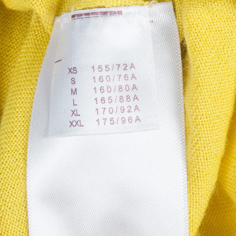 Pre Owned Louis Vuitton Yellow and White Shoulder Zip Detail Sweater M