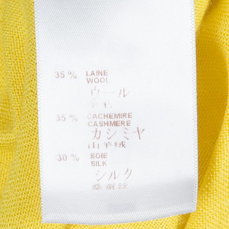 Pre Owned Louis Vuitton Yellow and White Shoulder Zip Detail Sweater M