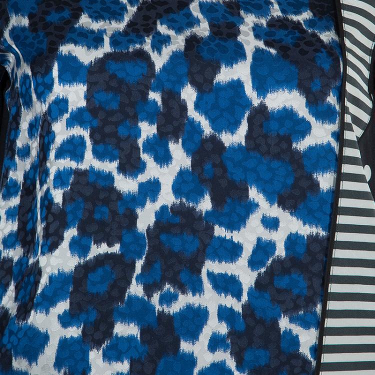 Pre Owned Louis Vuitton Multicolor Print Paneled Short Sleeve Silk Top S