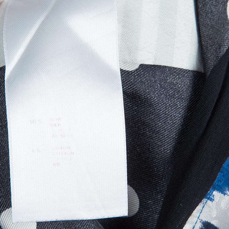 Pre Owned Louis Vuitton Multicolor Print Paneled Short Sleeve Silk Top S