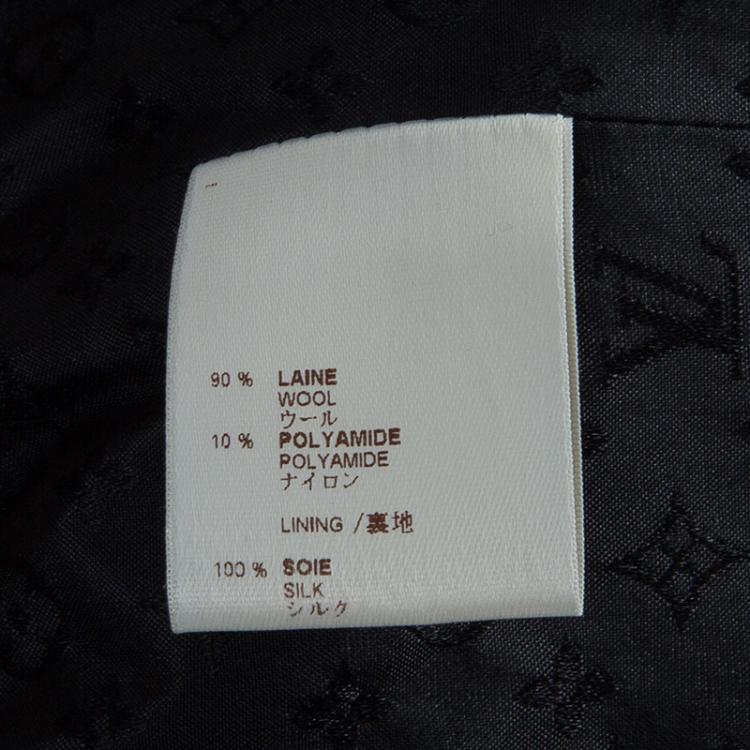 Pre Owned Louis Vuitton Black Wool Beaded Floral Applique Collar Detail Jacket S