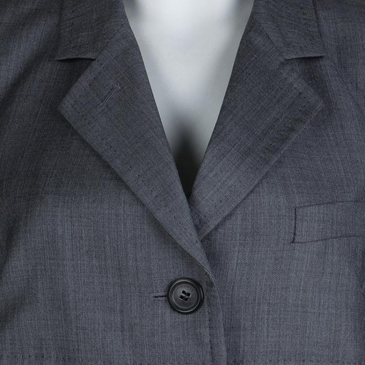 Pre Owned Louis Vuitton Grey Colorblock Elasticized Waist Detail Blazer M