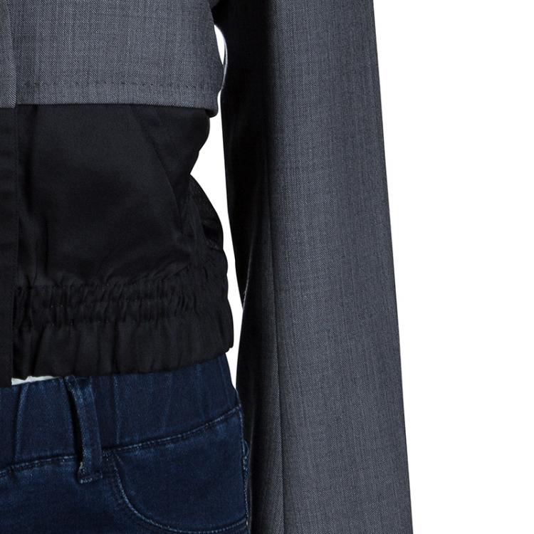 Pre Owned Louis Vuitton Grey Colorblock Elasticized Waist Detail Blazer M