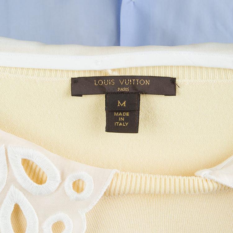 Pre Owned Louis Vuitton Yellow Knit Eyelet Collar Detail Sweater M