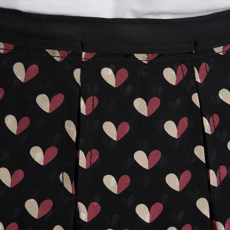 Pre Owned Louis Vuitton Multicolor Heart Printed Silk Pleated Mini Skirt S