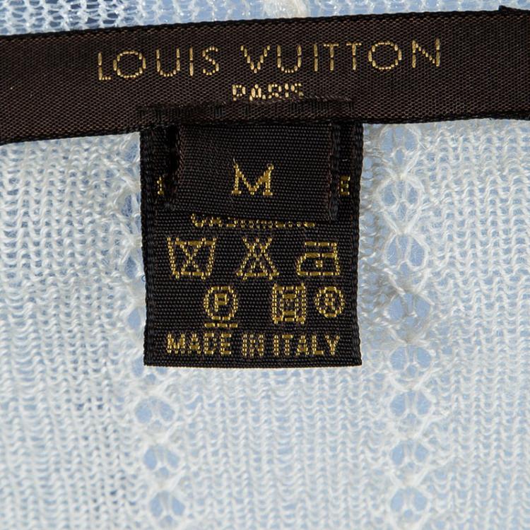 Pre Owned Louis Vuitton Cream Cashmere Perforated Belted Cardigan M