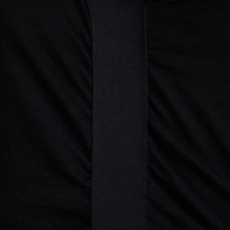 Pre Owned Louis Vuitton Black Knit Ruched Short Sleeve Dress L