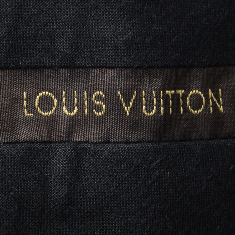 Pre Owned Louis Vuitton Brown Textured Contrast Striped Belted Trousers M