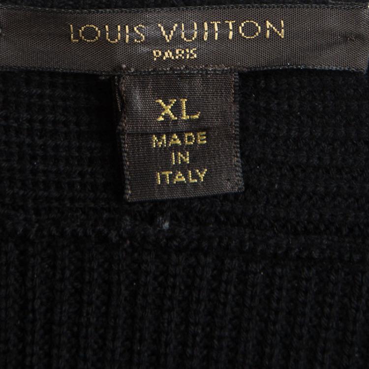Pre Owned Louis Vuitton Black Rib Knit Crew Neck Sweater XL