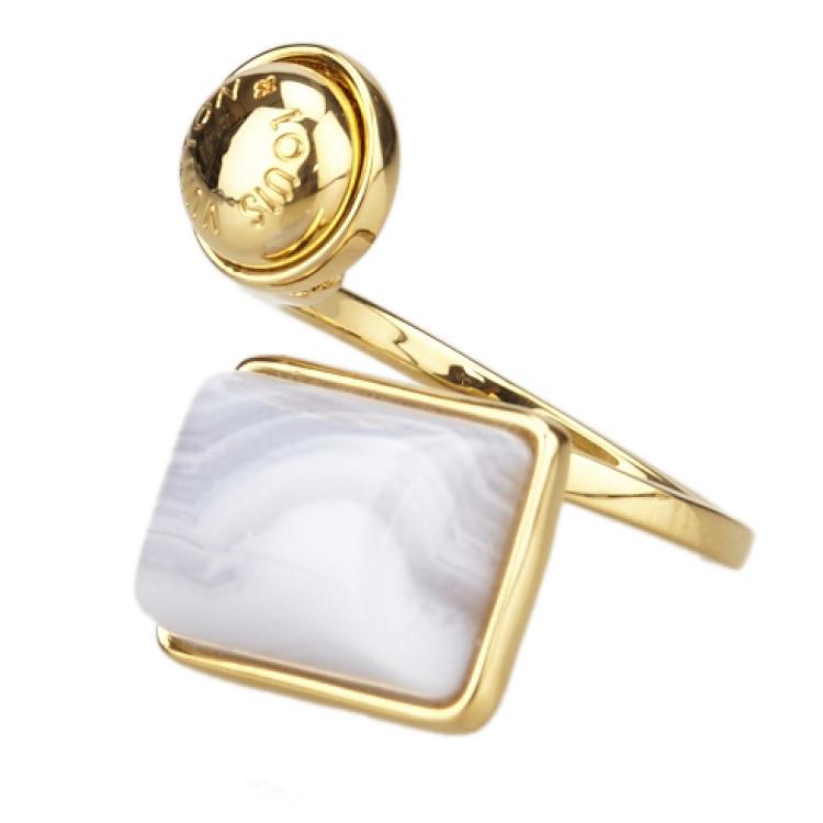 Pre Owned Louis Vuitton Gold-tone Stones Ring Size 54