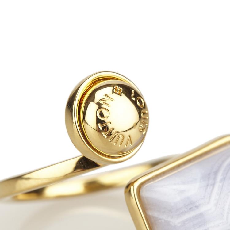 Pre Owned Louis Vuitton Gold-tone Stones Ring Size 54