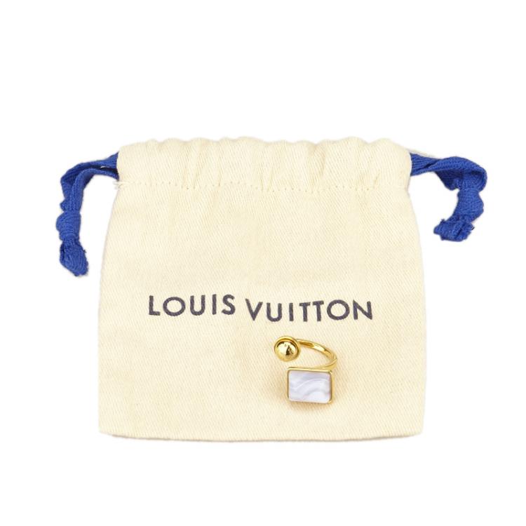 Pre Owned Louis Vuitton Gold-tone Stones Ring Size 54