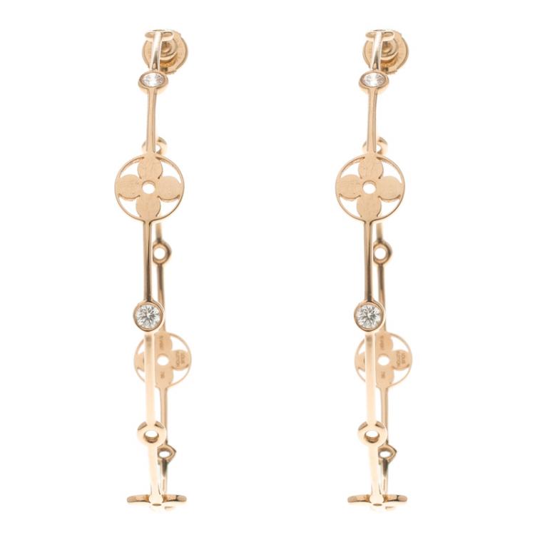 Louis Vuitton 18k Monogram Hoop Earrings