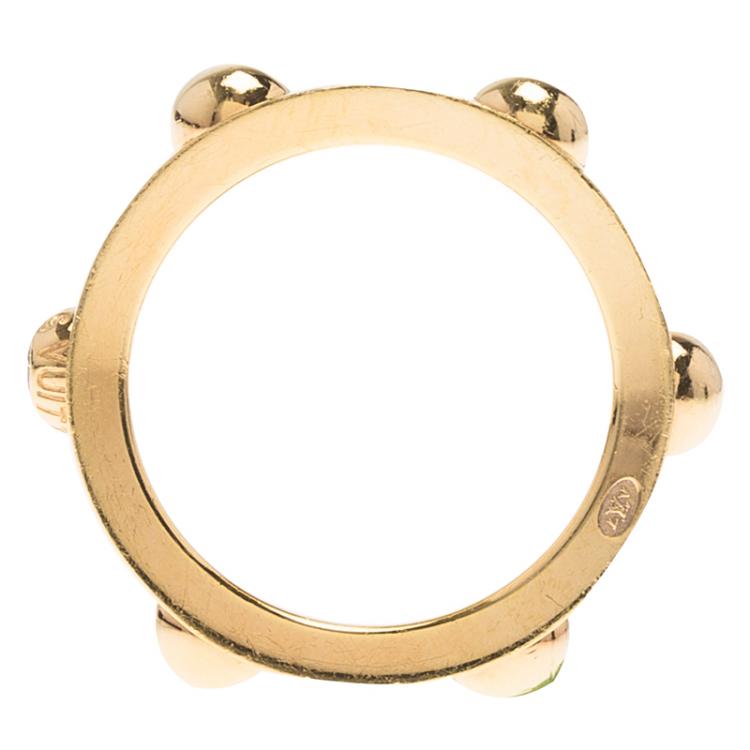 Pre Owned Louis Vuitton Clous Diamond Yellow Gold Ring Size 50