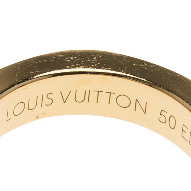 Pre Owned Louis Vuitton Clous Diamond Yellow Gold Ring Size 50