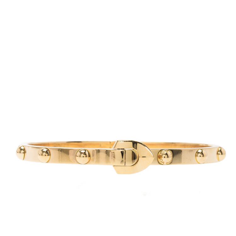 Pre Owned Louis Vuitton Clous Yellow Gold Bangle Bracelet Size 17CM
